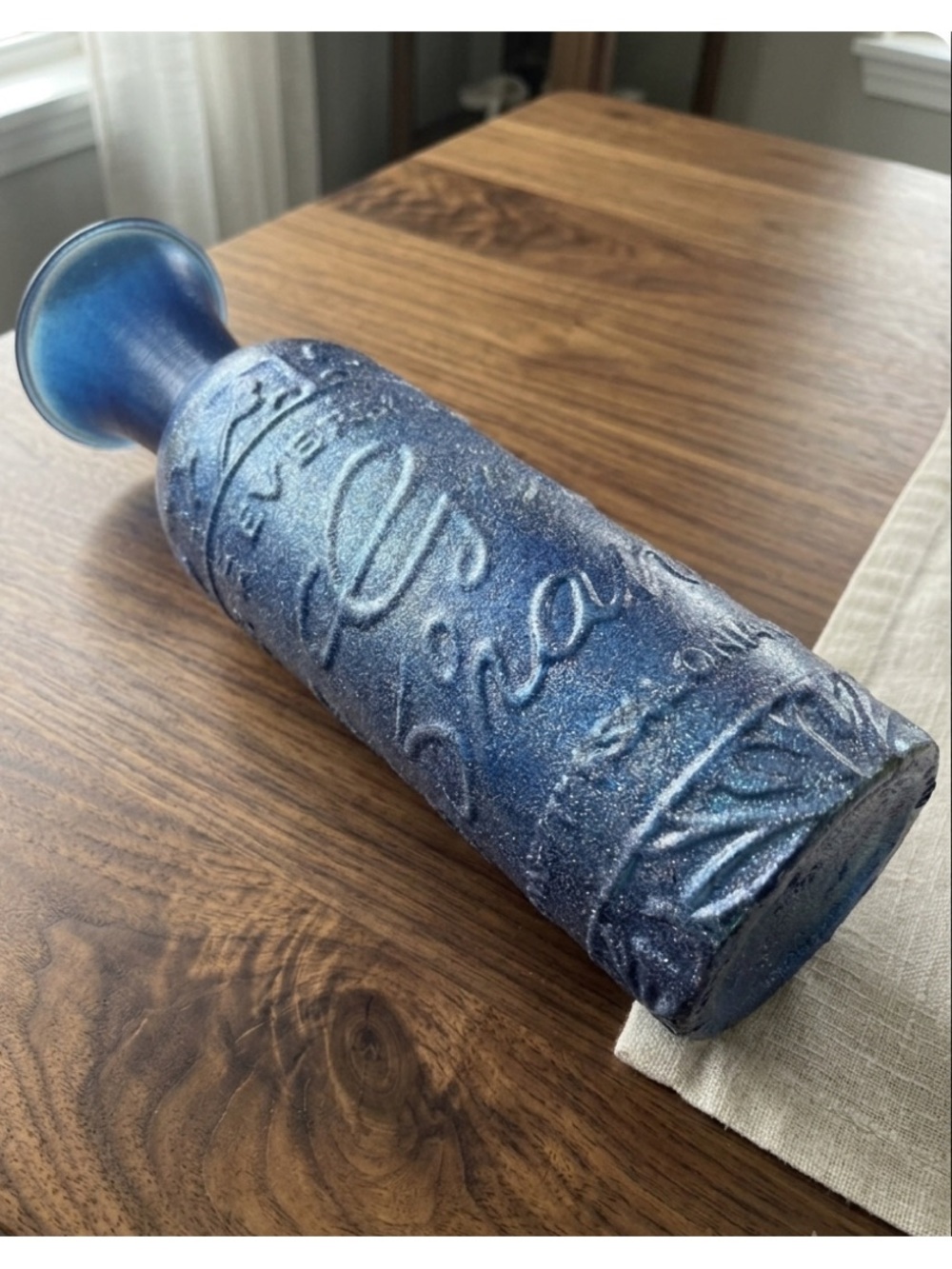 SO&SEWS Handcrafted Cobalt Blue Textured Accent Glass Vase